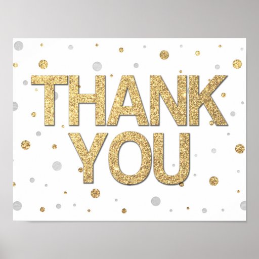 Gold Glitter Silver Foil Print Confetti Thank You Zazzle
