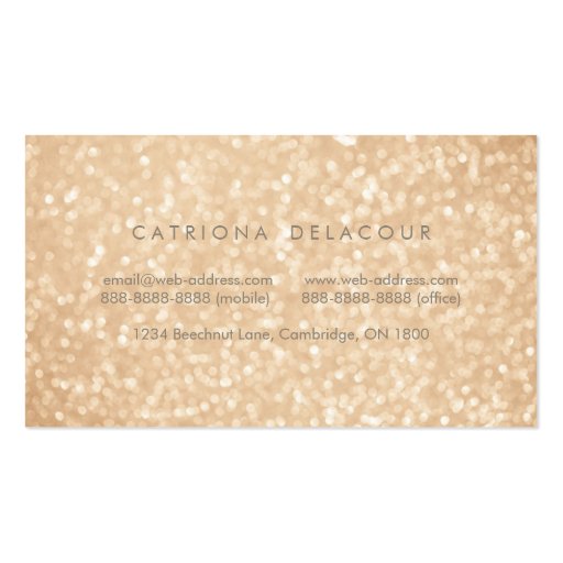 Gold Glitter Sparkle Bokeh Business Card (back side)