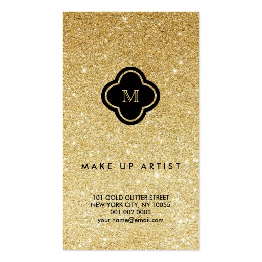 Gold Glitter Sparkles Chic Quatrefoil Profile Card Business Card