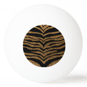 Gold glitter tiger stripes ping pong ball
