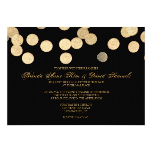 Gold Glitter Wedding Invitation (front side)