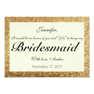 Gold Glitter Bridesmaids Invitations