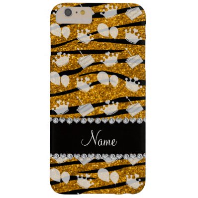 Gold glitter zebra stripes birthday cake balloon barely there iPhone 6 plus case