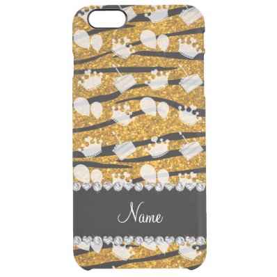 Gold glitter zebra stripes birthday cake balloon clear iPhone 6 plus case