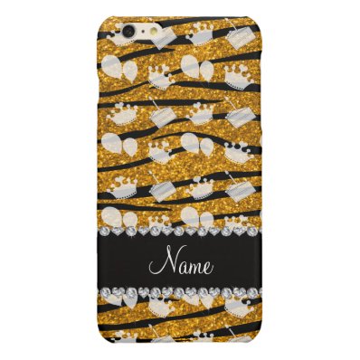 Gold glitter zebra stripes birthday cake balloon glossy iPhone 6 plus case