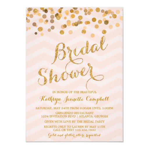 Gold Glittering Confetti Bridal Shower Invite (front side)