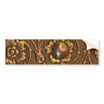 GOLD GOLDEN FLORAL METALLIC SCROLL PATTERN BUMPER STICKERS
