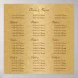Gold golden wedding seating charts posters