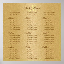 Gold golden wedding seating charts posters