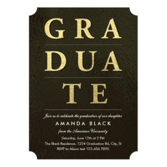 Gold Graduate Letters Graduation Invitation