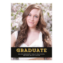 Gold Graduate Senior Portrait Personalized Invitations