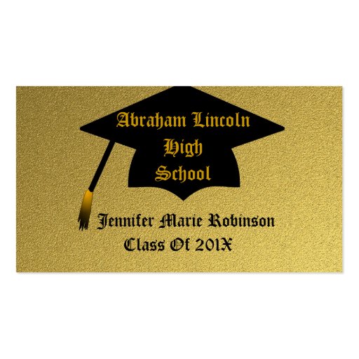 Gold Graduation Business Card (front side)