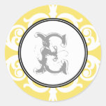 Gold gray goth punk monogram initial wedding favor stickers