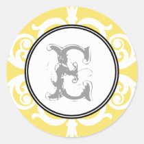 Gold gray goth punk monogram initial wedding favor stickers
