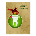 gold green Dentist Holiday Cards postcards