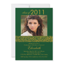 Gold & Green Photo Graduation Invitation