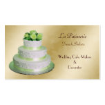gold green Wedding Cake makers business cards