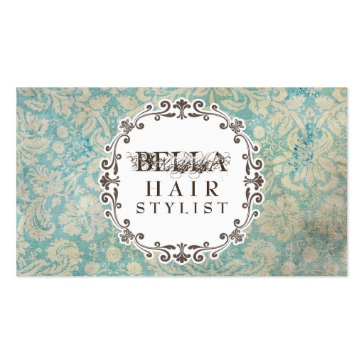 GOLD Grunge Damask Hair Stylist Appointment Cards Business Cards (front side)