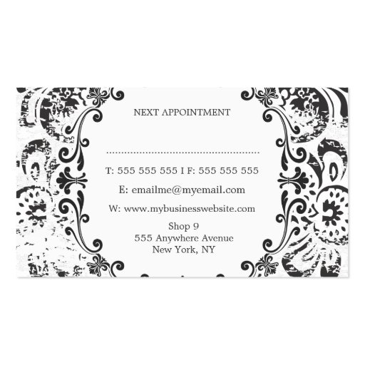 GOLD Grunge Floral Hair Stylist Appointment Cards Business Card Templates (back side)