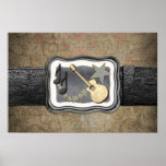 Gold Guitar Buckle Print