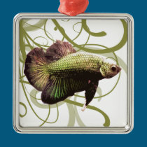 Gold Half-moon Betta Siamese Fighting Fish ornaments