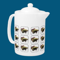 Gold Half Moon Betta Square Button Pattern teapots