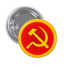 Gold Hammer and Sickle Pin w/Gold Border
