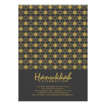 Gold Hanukkah Stars Of David Holiday Party Invite