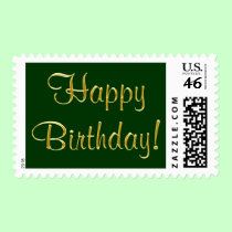 Gold Happy Birthday Stamp