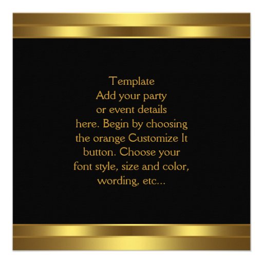 Gold Heart Black Gold Party Template Announcement