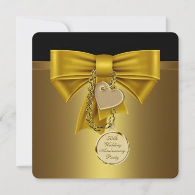 Gold Heart Gold 50th Wedding Anniversary Party Custom Invites by 