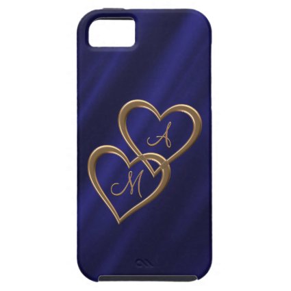 Gold heart monograms indigo iPhone 5 case