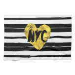 Gold Heart, NYC, Black and White Towel