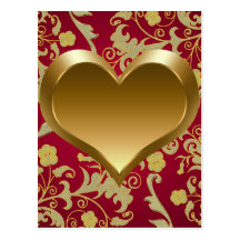 Gold Heart Postcards