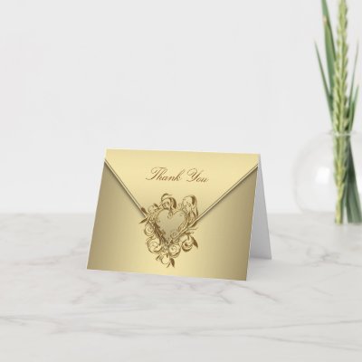 Gold Heart Pure Gold Thank You Cards