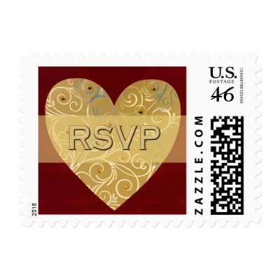 Gold Heart RSVP stamps