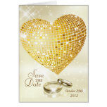 Gold Heart Save The Date Card
