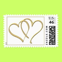 Gold Heart wedding postage postage