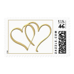 Gold Heart wedding postage stamp