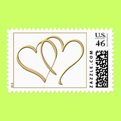 Gold Heart wedding postage by wedding_tshirts