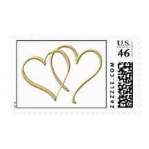 Gold Heart wedding postage