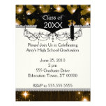 gold hearts graduation personalized invite