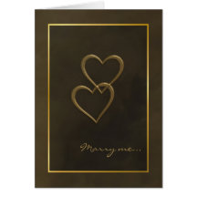 Gold hearts marriage proposal card