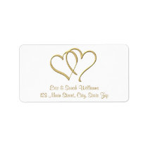 Gold Hearts Return Address Labels