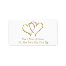 Gold Hearts Return Address Labels