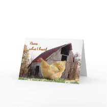 Gold Hen and Old Barn - customize any occasion Greeting Cards