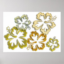 Gold Hibiscus Blooms Poster