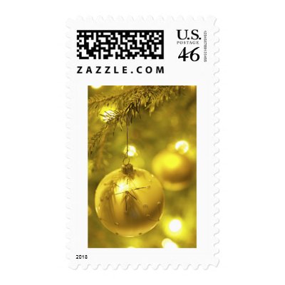 Gold Holiday Tree Decoration Stamps by HolidayPostage