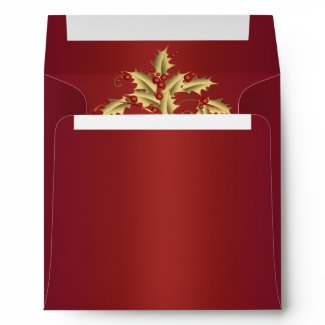Gold Holly Red Christmas Envelopes envelope