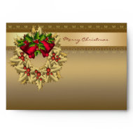 Gold Holly Wreath Gold Christmas Envelopes envelope